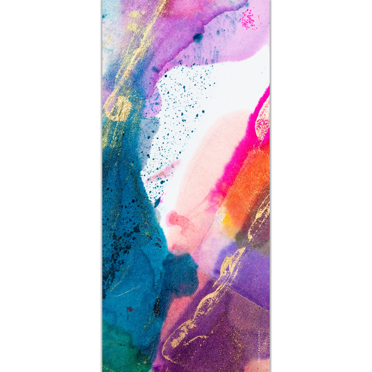Bright, multi-coloured alcohol ink silk scarf design with Wendy Bell Designs logo