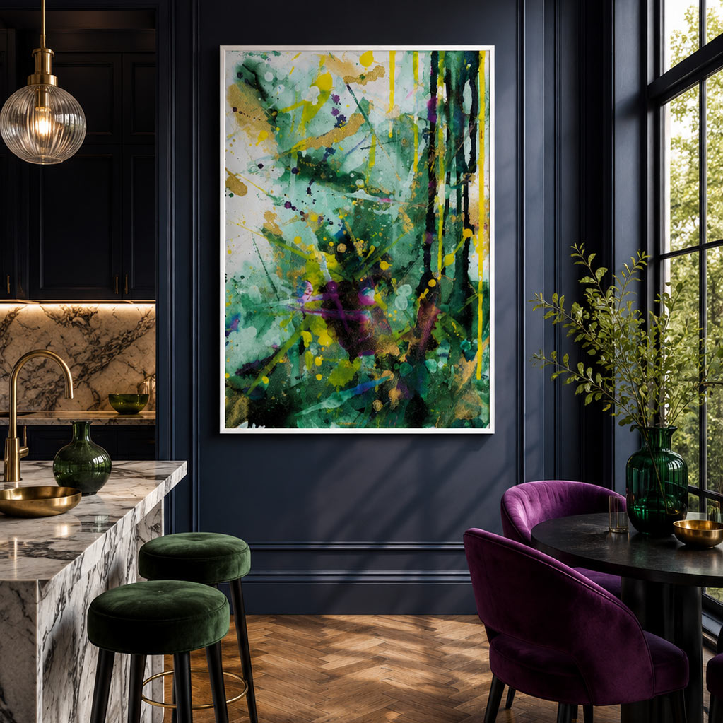 Channelling Chaos – Green Edition | Framed Canvas Wall Art Print