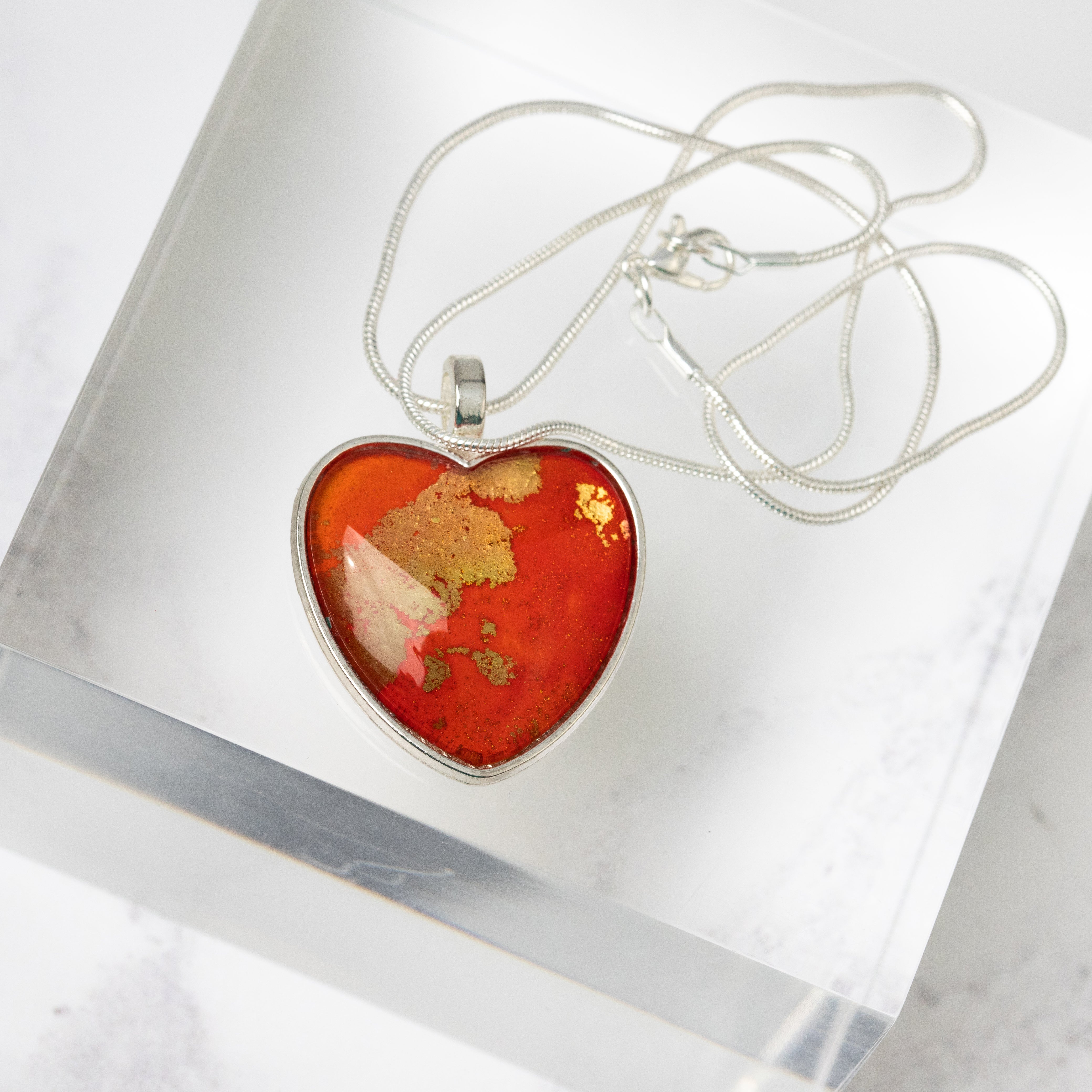 Fiery Orange Heart Shaped Necklace