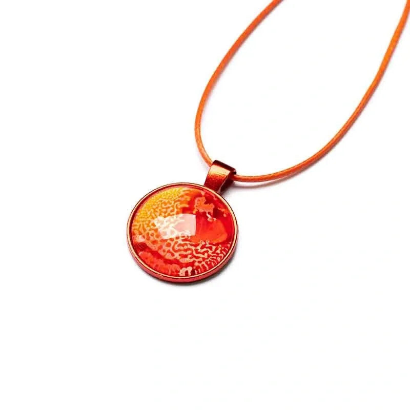 Fiery Orange Round Necklace with Orange Wax Cord