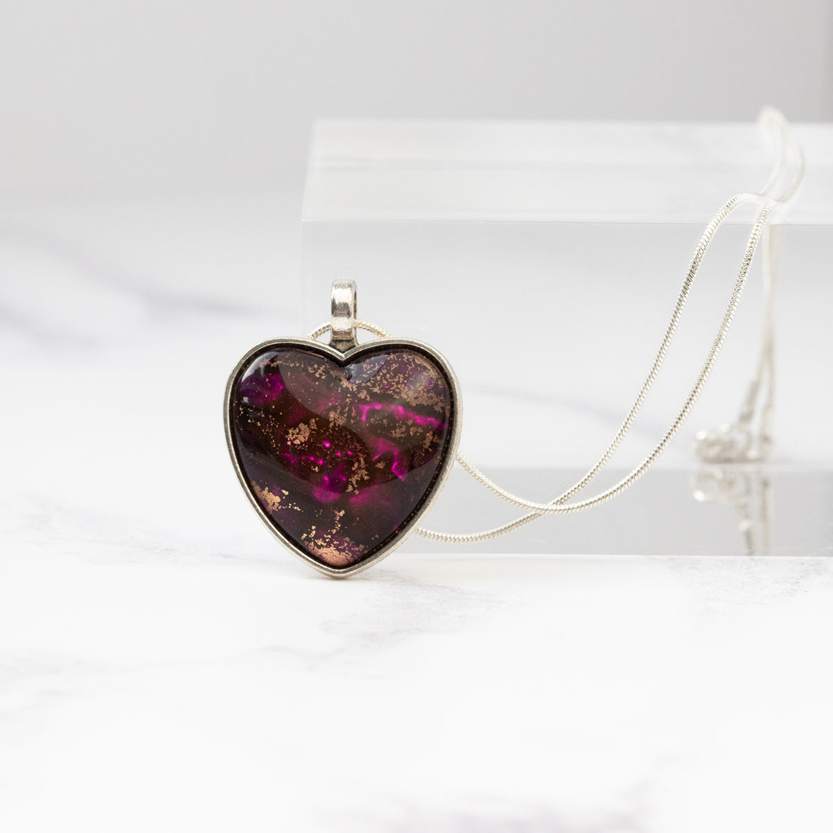 Plum & Bronze Heart Shaped Necklace