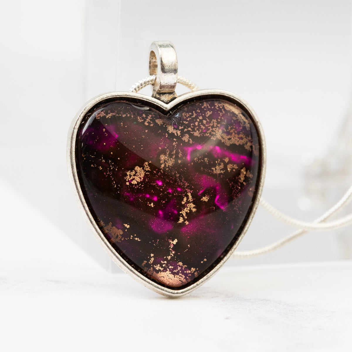 Plum & Bronze Heart Shaped Necklace