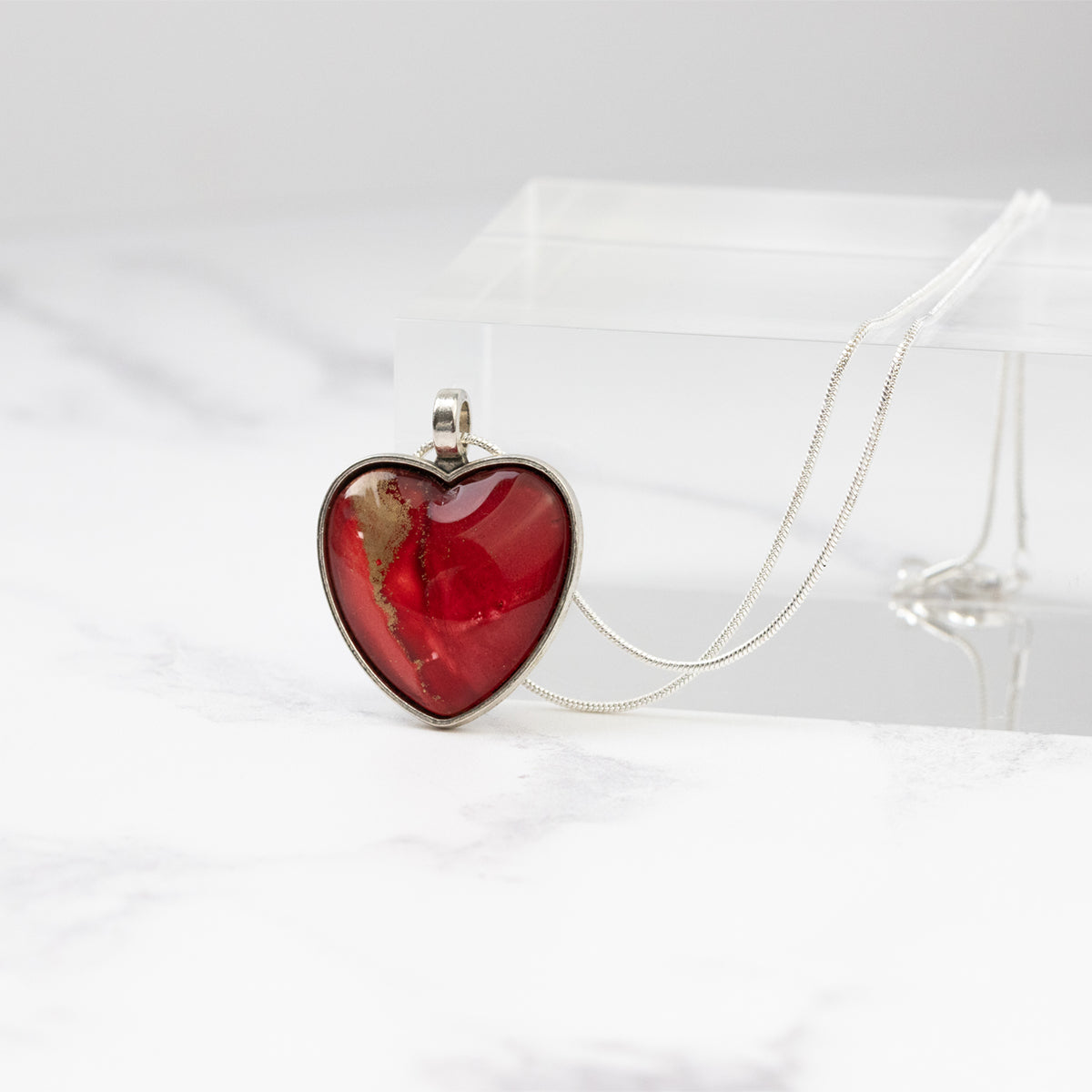 Red & Dark Gold Heart Shaped Necklace