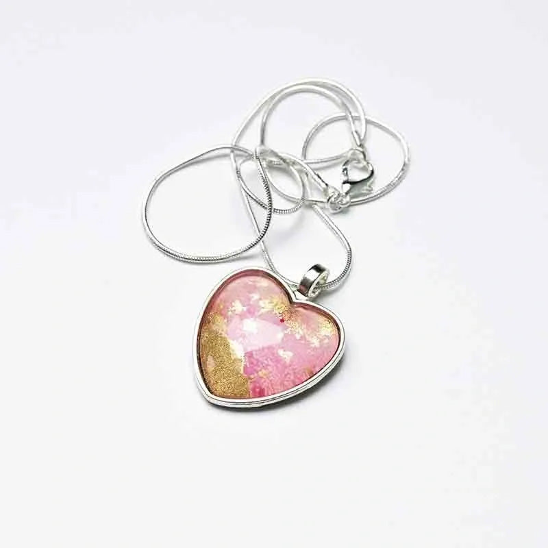 Light Pink and Gold Heart Necklace